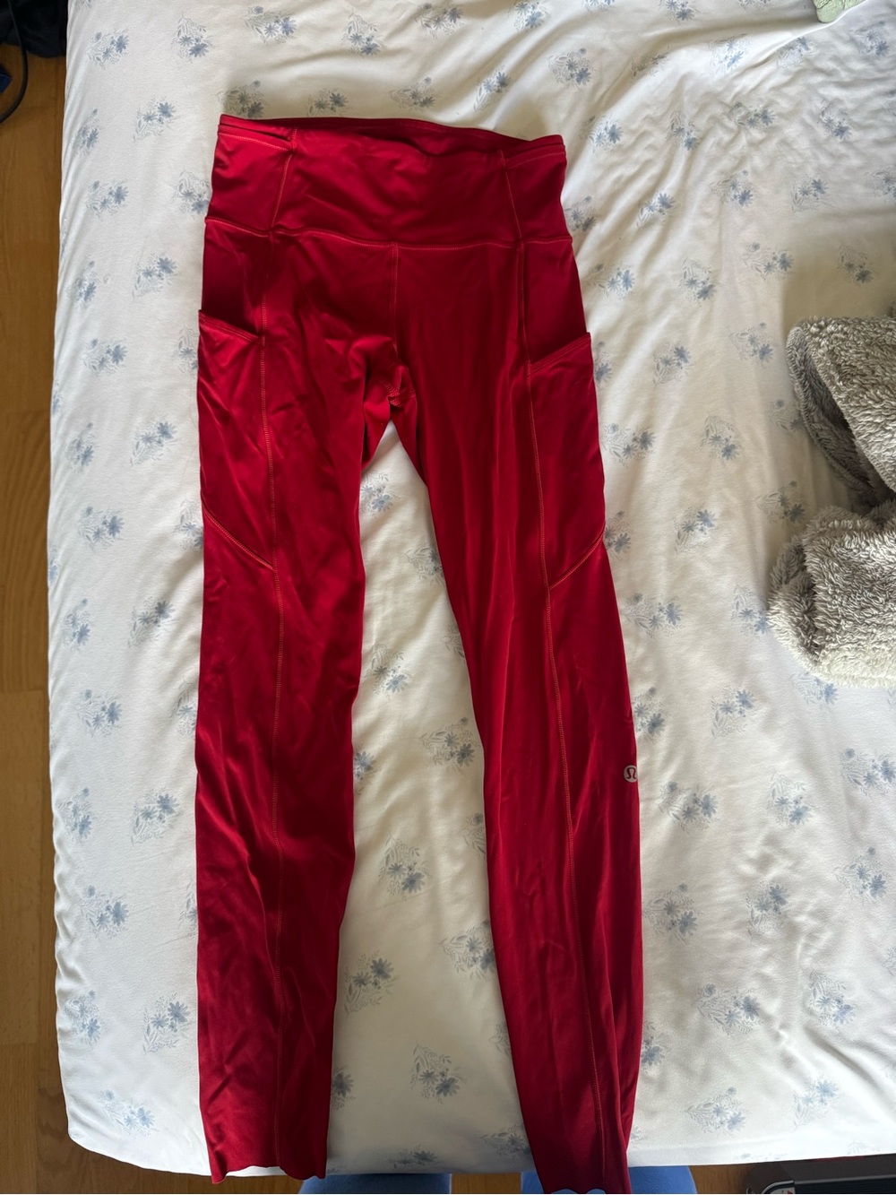 lululemon athletica Girls' Vibrant Red Athletic Leggings with Side Pockets
